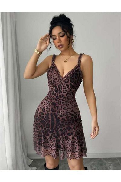 Markano Crocodile Patterned Strap Mini Club Dress