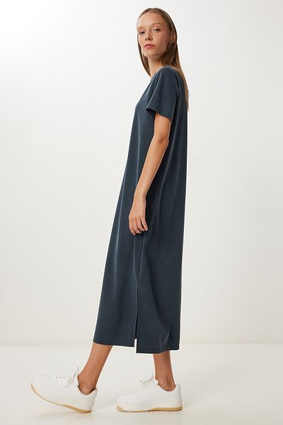 Lovelyİstanbul Oversize Basic Summer Knitted Dress Lub0082 Dark Anthracite