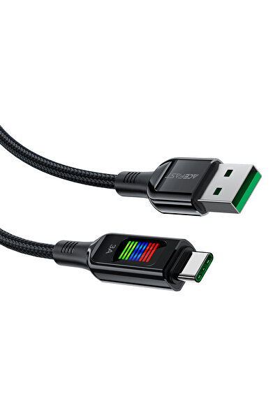 Acefast Kabel przewód USB-A - USB-C 60W z wyświetlaczem 1.2m czarny