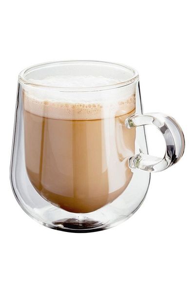 fun zone XiuWoo Set of 2 Double Walled Glass Small Coffee Cups With Handle multicolour 275mm