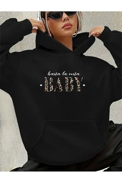 herkesemoda Hasta La Vista Baby Sweet Text Swagshirt с детайли