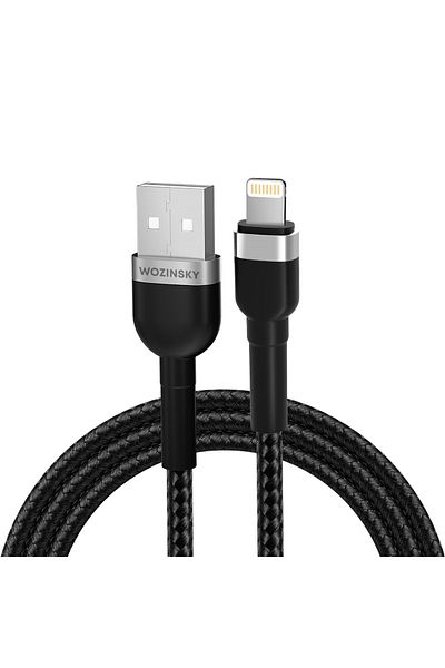 WOZINSKY Kabel przewód do iPhone w oplocie USB-A - Lightning 2.4A 2m czarny