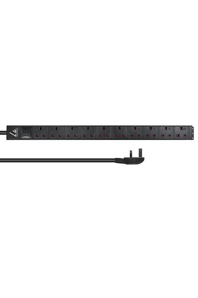 Inna marka Listwa zasilająca Lanview UK do montażu w szafie rack, 1,4U, 13A, 10 gniazd, kabel 3m,
