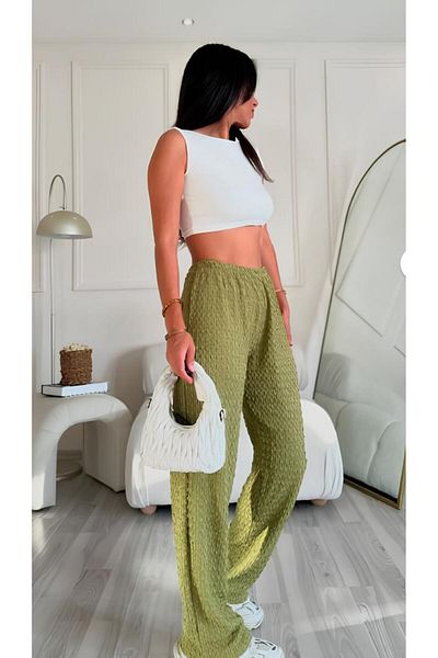 IŞILDA FASHION Women's Wrinkle Fabric Trousers