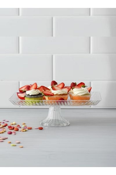 Güzel Guzel OTG16 Rectangular Large Sweets / Dry Fruit Glass Tray with Stand T:330*157mm/B:105mm/H:115mm