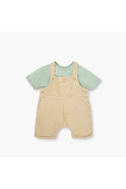 Juniors Solid T-shirt and Dungaree Set