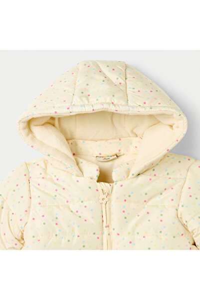 Juniors All-Over Polka Dot Print Hooded Jacket with Long Sleeves