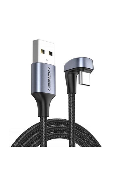 Ugreen Kabel przewód kątowy USB - USB-C dla graczy QC AFC FCP 1m - szary