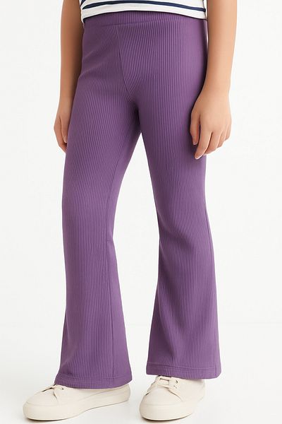 ESİLA KİDS Girls' Leggings Ribbed Lilac Spanish Leg Comfortable Stretch Fabric 3-12 Years