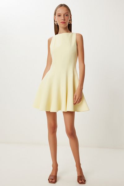 Lovelyİstanbul Flying Effect Mini Woven Dress Lfk0004 Yellow