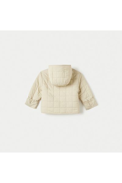 Juniors Giggles Quilted Faux Fur Jacket with Hood and Pockets