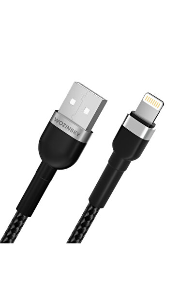 WOZINSKY Kabel przewód do iPhone w oplocie USB-A - Lightning 2.4A 2m czarny