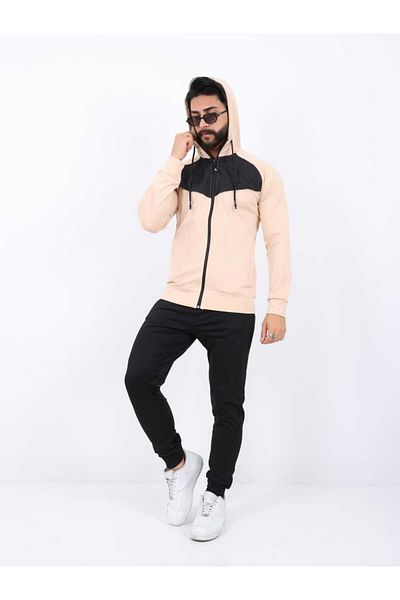 TUWAN sport Men's Diver Fabric Digital Printing Raised Zippered Hooded Sweatpants Set