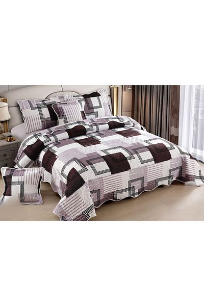 CHIRASO Set Cuvertură Bumbac Finet, Cuvertură 230x250cm, 2 Fețe Pernă 60x80cm, 2 Fețe Pernă 55x55cm