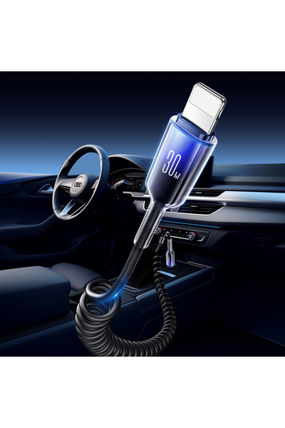 Joyroom Kabel przewód spiralny USB-C - iPhone Lightning Crystal-Clear Series 30W 1.5m - czarny