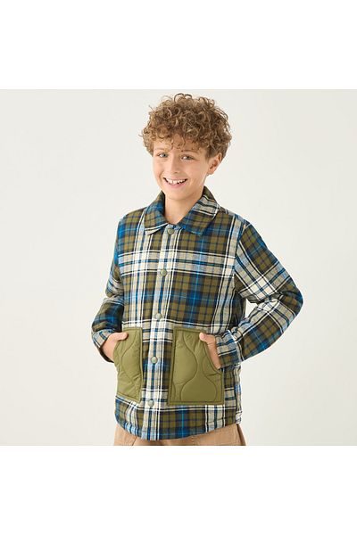 Juniors Checked Jacket with Pockets and Long Sleeves