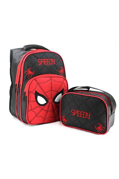 Rupva Boy's Spider Patterned Fed Primary School Backpack Black
