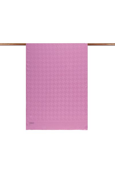 ipekevi Four Seasons Candy Pink Houndstooth Patterned Monogram Shawl