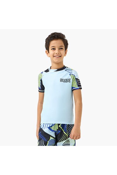 Juniors Printed Swim T-shirt and Shorts Set