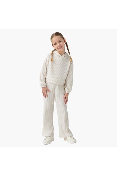 Juniors Ribbed Hooded Sweatshirt and Elasticated Pants Set