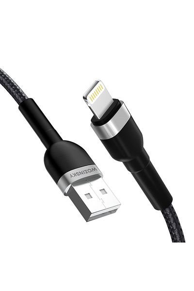 WOZINSKY Kabel przewód do iPhone w oplocie USB-A - Lightning 2.4A 2m czarny