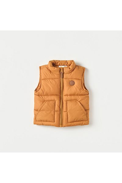 Juniors Solid Gilet with Zip Closure and Pockets