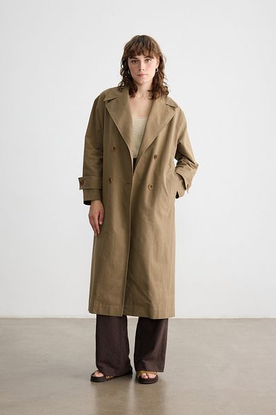 BE BLUE Walnut Shell Cotton Trench Coat