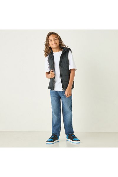 Juniors Quilted Gilet with Hood and Pockets