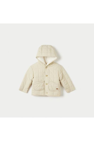 Juniors Giggles Quilted Faux Fur Jacket with Hood and Pockets