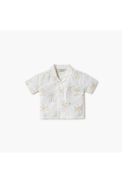 Juniors Palm Tree Print Shirt and Shorts Set