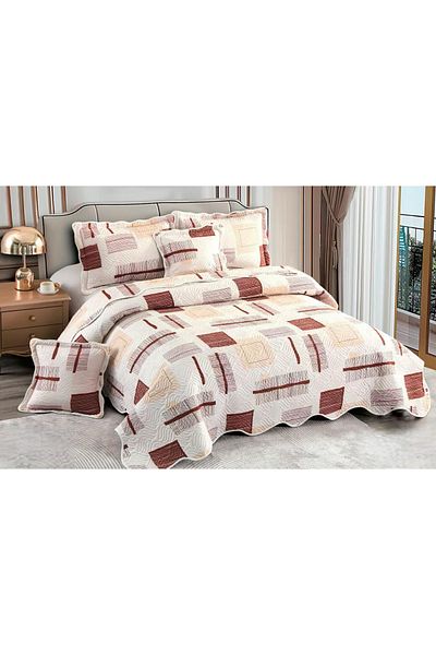 CHIRASO Set Cuvertură Bumbac Finet, Cuvertură 230x250cm, 2 Fețe Pernă 60x80cm, 2 Fețe Pernă 55x55cm