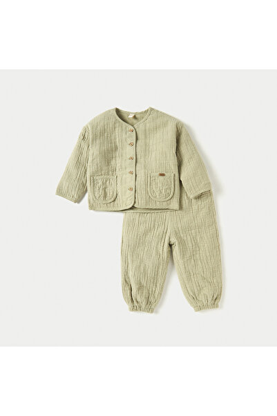 giggles Textured Button Through Shirt and Jogger Set