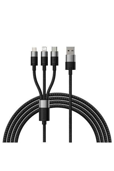 Baseus Kabel przewód do telefonu StarSpeed 3w1 USB - micro USB / iPhone Lightning / USB-C 1.2m - czarny