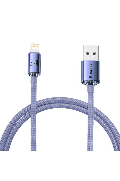 Baseus Kabel przewód do szybkiego ładowania i transferu danych USB Iphone Lightning 2.4A 1.2m fioletowy