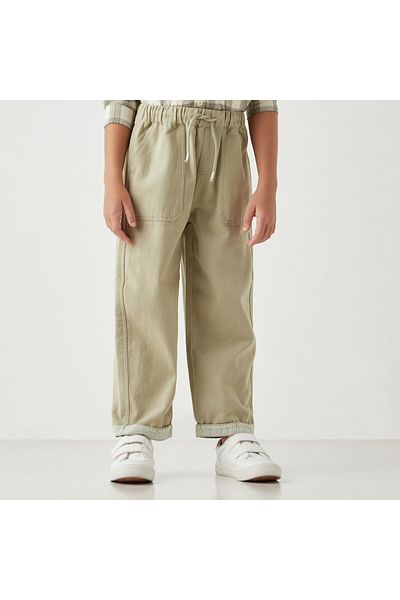 ELIGO Solid Pants with Drawstring Closure and Pockets