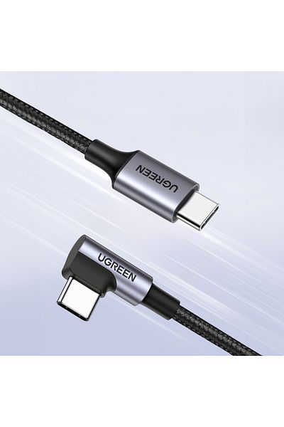 Ugreen Kabel przewód kątowy USB-C w oplocie 480Mb/s 0.5m czarno szary
