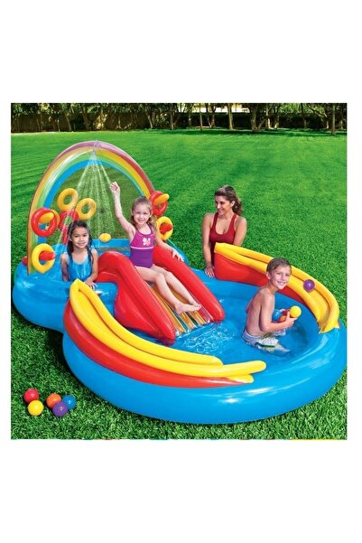 Welora Piscină pentru copii cu fântână arteziană, capacitate apă 175 L, dimen...
