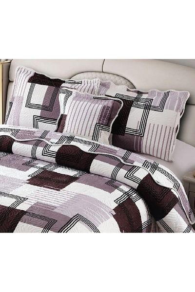 CHIRASO Set Cuvertură Bumbac Finet, Cuvertură 230x250cm, 2 Fețe Pernă 60x80cm, 2 Fețe Pernă 55x55cm