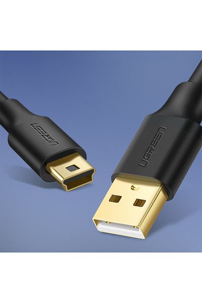 Ugreen Kabel przewód USB - mini USB 5-pinowy pozłacany 0.5m czarny