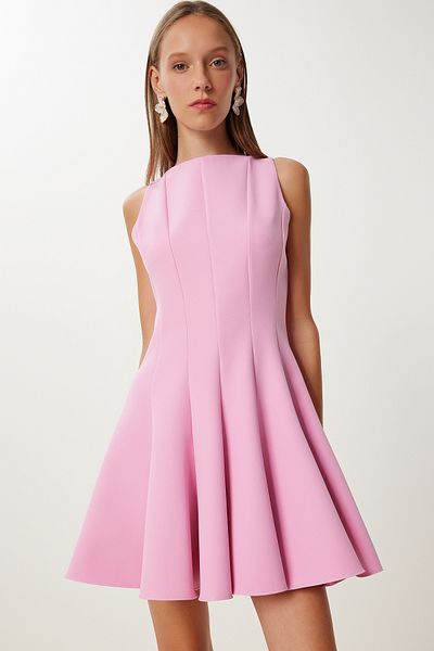 Lovelyİstanbul Flying Effect Mini Woven Dress Lfk0004 Candy Pink