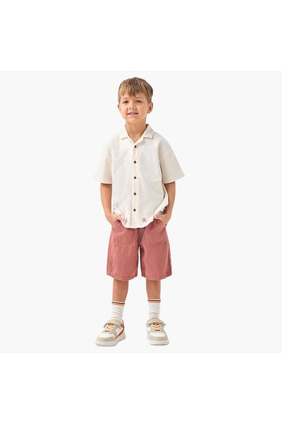 ELIGO Solid Shorts with Drawstring Closure and Pockets
