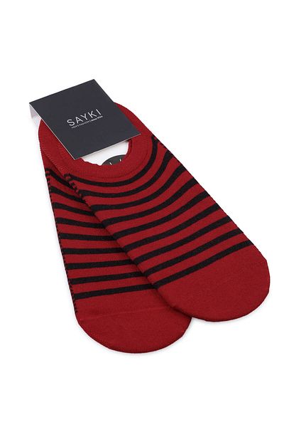 Hatemoğlu Burgundy Patterned Cotton Double Ballerina Socks