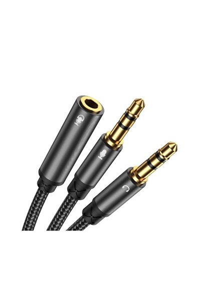 Joyroom Cablu splitter audio Aux 3.5 mm (mamă) - 2x 3.5 mm (mascul - microfon și căști) 0.2m