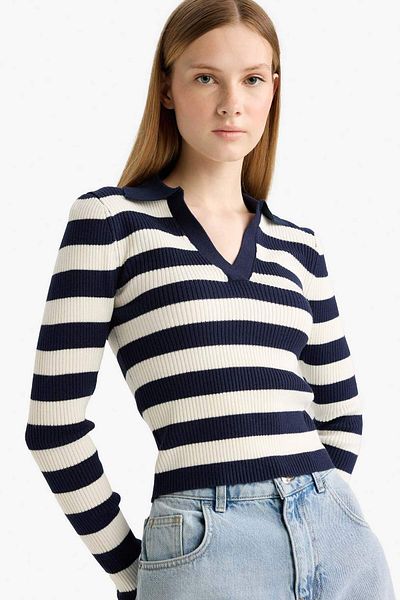 DeFacto Coool Slim Fit Slim Fit Polo Neck Striped Sweater A2060Ax25Wn