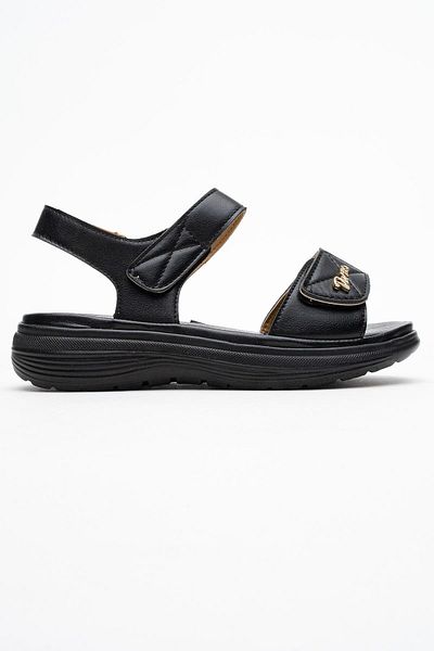 CCWAY AYAKKABI Women's Double Velcro Sandals Black