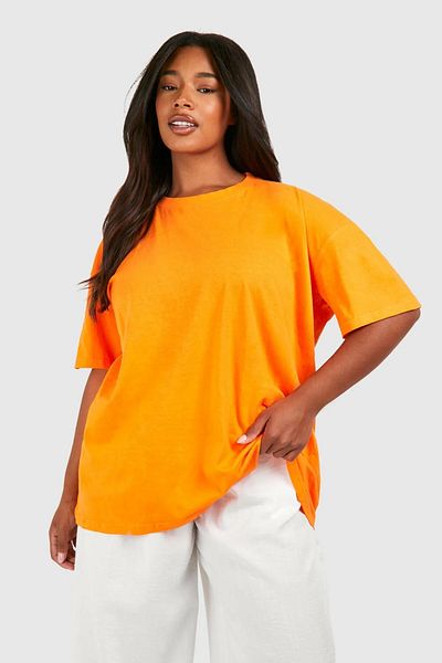 KAWEAR Oversize Unisex Battal Size Orange T-Shirt