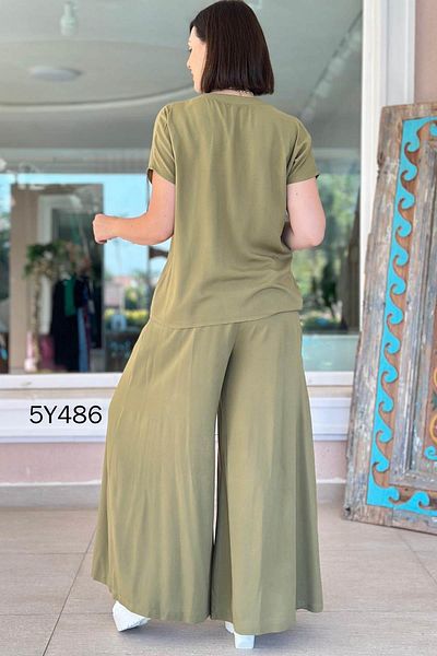 İnce Topuk Judge Collar Casual 2 Piece Set 5Y486