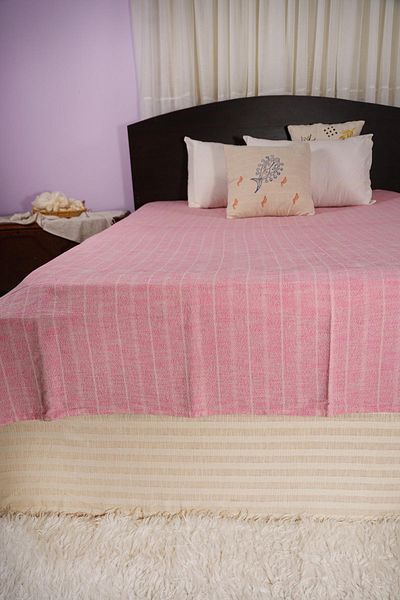 Defne&Apollon İpekçilik Natural Line – Handwoven 80% Cotton 20% Linen Double Pique - Pink