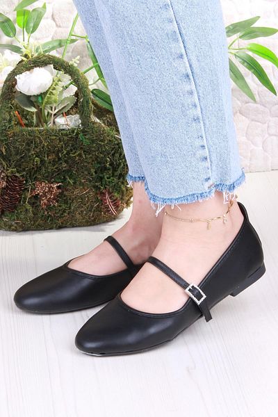 fort 01-635 Soft Buckle Detailed Stylish Home Business Office Comfortable Daily Shoes Women's Ballerinas