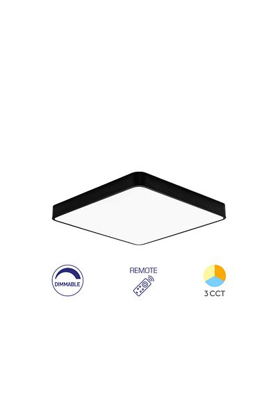 Braytron Lampă de tavan LED 45W cu telecomandă, lamă neagră SQR